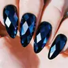 Rombos Multifacéticos Estéreo 3D Fantasía Metal Galvanizado Brillante Manicura Moda Europea y Americana Cabeza Redonda Almendra Azul Uñas Postizas