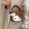 Bolso bandolera cruzado para mujer con estampado de leopardo de dibujos animados, lindo, versátil, nicho, gato, nuevo, 2026, gamuza, lunares, bolso de mano