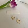 Pendientes de Anillo con Pigmento Dorado de Sentido de Alta Gama de Nicho Moda Femenina Elegantes Exquisitos Todo-partido Hebilla de Oreja Pin de Plata de Ley 925 Accesorios para Orejas Modernos