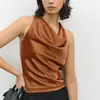 Top Importado de Japón de Acetato Satinado Doble Cara Corte Oblicuo a 45 Grados Cuello Oscilante Look Adelgazante con Aura de Alta Definición y Versatilidad Ropa Interior Elegante