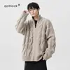 Suéter Moderno com Gola Alta Parcial para Homens, Cardigã de Tricô Trançado Estilo Preguiçoso Outono e Inverno, Jaqueta Solta da Moda High Street para Casais