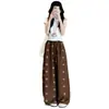 Pantalones Anchos de Pierna Ancha Casuales Adelgazantes Holgados con Caída Estampados Vintage de Algodón Tencel Primavera/Verano 2026 para Mujer de Cintura Alta Finos