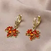 Aguja de Plata S925 Hoja de Arce Roja Coreana Nuevos Pendientes Elegantes de Alta Gama Retro Únicos Pendientes Venta al por Mayor Transfronteriza