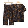 Conjunto Casual de Verão para Vovó Mulheres de Meia-Idade e Idosas Camiseta de Manga Curta Conjunto Fino de Duas Peças para Mãe de 40-60 Anos