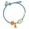 Nuevo Pulsera de Hebilla Ping An Imitación Hetian Yu Diseño de Nicho Femenino Cadena de Eslabones Cuerda de Mano de Perla Tejida Regalo para Novia