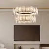 Lámpara de araña de mármol de cobre puro de lujo ligero, estilo chino nuevo, diseño post-moderno, para sala de estar, comedor, simple y elegante, luz para hogar de villa