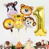 Set de Globos de Columna con Número de Cumpleaños para Niño Temática de Animales Decoraciones para Fiesta de Primer Cumpleaños de Bebé Pared de Fondo