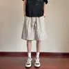 Pantalones cortos de cuadros para hombre, estilo retro americano, pantalones cortos casuales de moda para verano, pantalones rectos holgados para adolescentes
