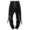 Overol de moda nacional con tobillo atado, marca de moda europea y americana para hombre, personalidad hip hop, multibolsillos, cordón de cinta, pantalones casuales