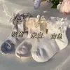 Meias de Algodão com Renda Prata em Formato de Laço de Coelho, Estilo Novo Primavera e Verão, para Meninas, Meias Infantis Fofas de Cano Médio