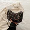 Bolsa de Ombro Estampada Fresca e Artística de Verão Bolsa Feminina Nova 2025 Bolsa Feminina Grande Capacidade Transversal Bolsa Axilar