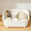 Estante para cuencos de cocina, caja de almacenamiento de utensilios con tapa, caja de almacenamiento de vajilla, escurridor de cuencos y platos, gabinete de plástico para cuencos domésticos