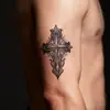 Tatuagens Adesivas de Ervas Bússola Cruzada Duradouras à Prova d'Água 7~15 Dias Braço Perna Náuticas Tradicionais Tatuagens para Homens e Mulheres