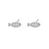 Brincos de peixe pequenos em prata pura S999 para mulheres, luxo leve, alta qualidade, design simples com zircônia, versáteis, fofos e compactos ear cuffs