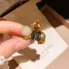 Anel de diamante de zircônia banhado a ouro 14K real, toque nicho de alta qualidade, anel para dedo indicador Maillard, joia feminina versátil de luxo leve