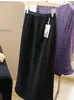 Brillantemente Brillante y Finamente Centelleante~ Falda de Lana Mezclada Retro para Mujer, Otoño e Invierno Espesa de Cintura Alta Adelgazante con Abertura Falda Midi de Corte A