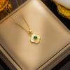 [Acero de Titanio] Lujo Ligero Elegante, Precioso Collar de Trébol de Cuatro Hojas con Diamantes Completos, Popular Cadena Versátil para Clavícula Femenina, Cadena de Acero de Titanio