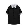 Yidao Vintage 2026 Verano Nuevo Estilo Americano Moderno Rayas Diseño de Patchwork Falso Dos Piezas Camisa Holgada de Manga Corta para Hombre