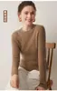 Suéter Casual Justo Pronto para Vestir Linha de Frente 100% Caxemira Outono Inverno Novo Feminino Curto Listrado Gola Redonda Malha de Base