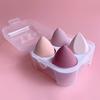 Caja de Almacenamiento para Esponjas de Maquillaje con 4 Compartimentos, Forma de Huevo, Forma de Gota de Agua, Corte Diagonal, Doble Uso para Seco y Húmedo, Caja Grande de Conservación para Belleza y Corrector