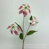 Película Suave de Pegamento Impresa en 3D Lirio Galan Lirio de Fuego de 3 Cabezas Decoración de Salón de Bodas Flor Artificial Decoración Suave para el Hogar Arreglo Floral