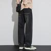 Calça Jeans Wide Leg Masculina 2024 Nova Marca Tendência Forrada com Lã Outono e Inverno Solta Reta Inverno Masculina Casual Calça Longa