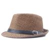 Sombrero de jazz para hombre, de cuero rizado, con hebilla, parasol, protector solar de verano, transpirable, de paja, para playa y pareja.