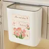 Cubo de basura de pared para puertas de gabinetes de cocina, contenedor de almacenamiento colgante para residuos de alimentos, papelera de borde prensado sin tapa, no es necesario agacharse para vaciar la papelera