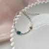 Collar de jade con cuentas barrocas de lujo ligero de alta gama retro francés plata azul Ábaco cadena clavícula pulsera