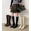 Botas Altas Estilo Diosa Piernas Largas Blanco Leche Tacón Alto Delgadas 2026 Invierno Tacones Gruesos Punta Redonda Piel de Vaca Circunferencia Pequeña de Pantorrilla Elasticidad Botas Largas