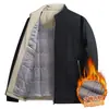 Nueva chaqueta acolchada de algodón de otoño e invierno para hombre, de algodón y engrosamiento, de mediana edad, de negocios, informal, con cuello alto, chaqueta forrada de polar, abrigo para hombre