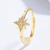 Anillo de Estrella de Ocho Puntas de Plata de Ley 925 para Mujer, Diseño Personalizado, Anillo Abierto de Estrella Radiante Ajustable, Joyería de Plata de Moda