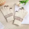 Guantes de punto con forro polar de invierno, guantes jacquard de lana cálidos, guantes para pantalla táctil a prueba de frío para viajes al aire libre, venta al por mayor