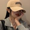 Gorra de béisbol con la letra r para mujer, de caña suave, grande, con la cara visible, estilo japonés, ala ancha y color vino tinto.