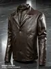 Jaqueta de Couro Europeia Transfronteiriça com Lapela para Homem, Nova Estilo Fino de Primavera e Outono Moda Casual Jaqueta de Couro Biker