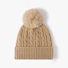 Gorro de Punto Jacquard con Pompón para Otoño e Invierno para Mujer, Forrado de Felpa, Engrosado, Cálido, Protector de Orejas, Resistente al Viento para Ciclismo al Aire Libre, Gorro Redondo de Lana