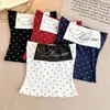 Top de tirantes color-blocking con lunares estilo 'hot girl' para mujer, top de tirantes versátil de verano con puño y estampado de letras, corte ajustado