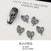 Novo Estilo Retrô Escuro Transfronteiriço Corvo Coração Liga Acessórios de Arte para Unhas Lua Coração Decorações de Unhas para Garota Cool Strass