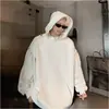 Sudadera blanca de peso pesado estilo americano 2026, talla grande, colección de otoño, diseño de nicho moderno, sudadera casual holgada para hombre