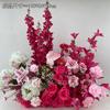Orden de boda banquete de bodas flor artificial rosa roja floral decoración de boda tarjeta de bienvenida tablero KT flor falsa de boda flor de seda flor decorativa