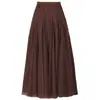 Falda de Malla Elegante y Versátil de Color Sólido de Longitud Media para Mujer, Nueva Colección Otoño 2024, Tiro Alto, Favorecedora de la Figura, Falda con Dobladillo Amplio