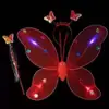 Asas de Borboleta conjunto de quatro peças fantasia de performance para menina adereços de performance asas de elfo anjo luminosas de camada dupla atacado