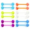 Transfronterizo Nuevo clavo de lengua luminoso barra suave anillo de lengua de color barra de barbell para lengua joyería para perforación Clavo de lengua de barra suave blanco transparente