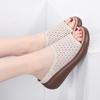 Sandalias de Cuero Genuino con Suela Gruesa Transfronterizas para Mujer, Nuevas Sandalias de Cuña Huecas de Verano, Sandalias de Playa de Moda para Usar al Aire Libre con Punta de Pez