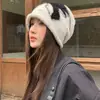 Gorro de Lana Tejido con Lazo Lindo Estilo Coreano Otoño e Invierno para Mujer Cálido Versátil Slouchy que Afina el Rostro Gorro