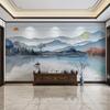 Tecido de Parede Decorativo Estilo Chinês Novo Pintura de Paisagem com Tinta Tecido de Parede para Fundo de TV Murais de Parede para Sala de Estar Sofá Papel de Parede para Escritório