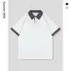 [Nueva Camisa Polo Rayada con Panel de Costura y Cuello de Solapa de Verano Mangas Cortas] Casual, de Moda y Sencilla Cuello de Solapa Mangas Cortas de Alta Calidad