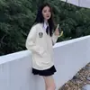 Cárdigan de Punto de Color Sólido Estilo Academia Manga Larga Holgado Versátil Suéter Nuevo para Mujer Punto con Cuello en V