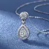 Collar de diamantes de imitación Wish para mujer, cadena de clavícula chapada en oro de 18 quilates, colgante de pera con gota de agua, joyería de oro blanco con circonita 3A
