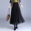 Falda de malla de marca auténtica para mujer, nuevo modelo otoño e invierno 2026, falda de tul con cielo estrellado de lentejuelas, falda larga plisada, falda bordada
